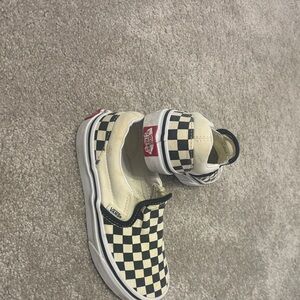 Vans Kids Checkered Slip-On Sneakers - Cream and Black size 1